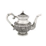 An early 20th century Siamese (Thai) unmarked silver teapot, probably Bangkok circa 1930