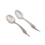 Two mid-20th century Thai silver serving spoons
