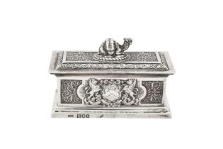 A Victorian sterling silver commemorative box, London 1897 by John Marshall Spink (Spink and Son)