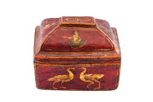 A POLYCHROME-PAINTED LACQUERED PAPIER-MÂCHÉ PANDAN BOX Rajasthan or Northern India, late 19th - earl