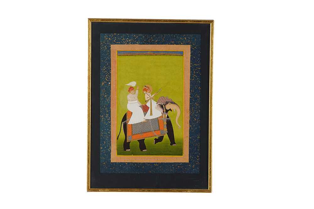 THE YOUNG MAHARAJA SAWAI OF AMBER, PRITHVI SINGH II (1762 - 1778), RIDING AN ELEPHANT Jaipur, Rajast