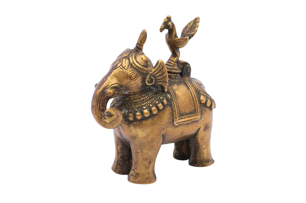 AN INDIAN BRASS ELEPHANT-SHAPED CONTAINER India, 18th - 19th century