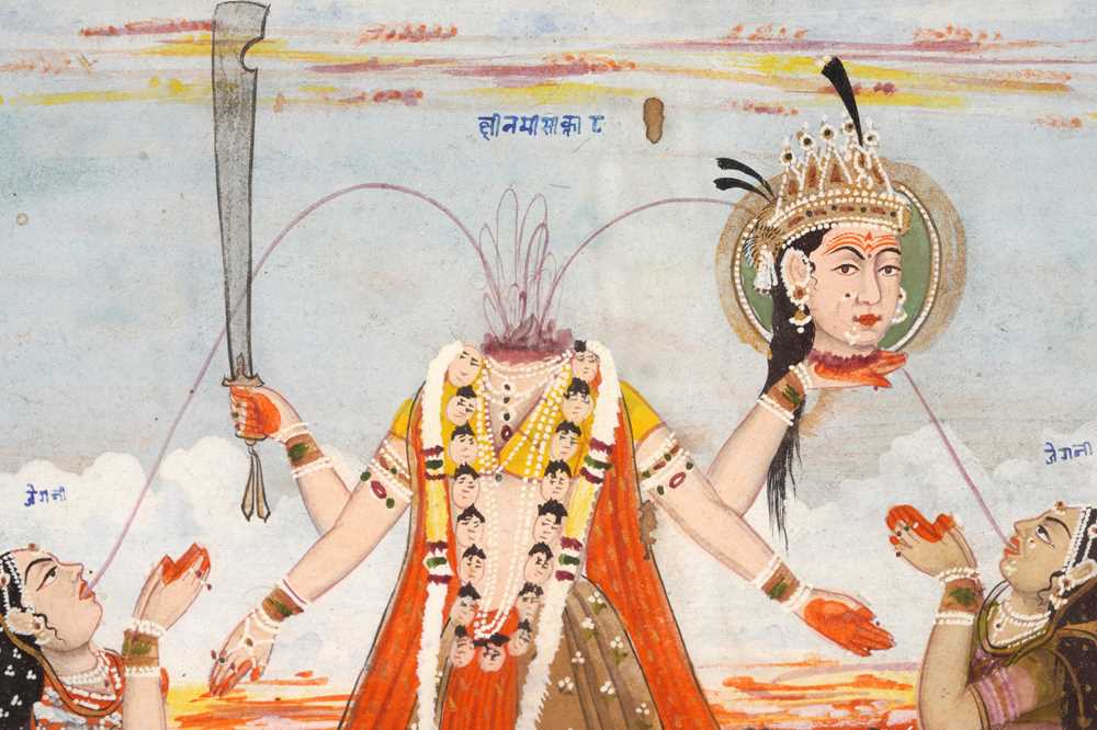 TWO ILLUSTRATIONS FROM A DEVI BHAGAVATA PURANA SERIES: CHHINNAMASTA AND TARA Possibly Murshidabad sc - Image 5 of 6