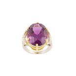 AN AMETHYST AND DIAMOND RING