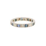 A DIAMOND AND SAPPHIRE ETERNITY RING