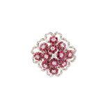 A RUBY AND DIAMOND BROOCH