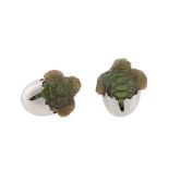 A PAIR OF LABRADORITE CUFFLINKS BY STEVEN FOX