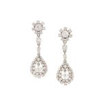 A PAIR OF DIAMOND PENDANT EARRINGS