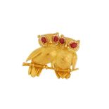 § A RUBY AND DIAMOND OWL BROOCH, CIRCA 1963