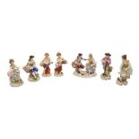 COLLECTION OF SEVEN GERMAN SITZENDORF PORCELAIN FIGURES