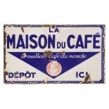 A FRENCH DOUBLE SIDED ENAMEL CAFE SIGN FROM THE GARE DE LYON, 20TH CENTURY