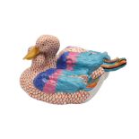 A LARGE HEREND FISHNET PAIR OF DUCKS