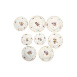 A SET OF EIGHT 'SAXON FLOWERS' PATTERN ROYAL COPENHAGEN DISHES