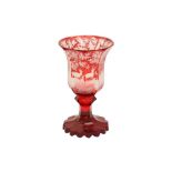 A BOHEMIAN RUBY FLASH ENGRAVED GOBLET, LATE 19TH CENTURY