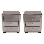 OKA; A PAIR OF CONTEMPORARY MIRRORED BEDSIDE CHESTS