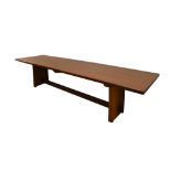 A LARGE CONTEMPORARY EXOTIC HARDWOOD REFECTORY TABLE