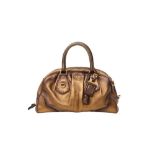 A PRADA MWTALLIC BRONZE VITELLO BOWLER BAG