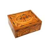 AN EDWARDIAN MARQUETRY INLAID SEWING BOX