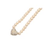 A PEARL AND IMITATION DIAMOND NECKLACE