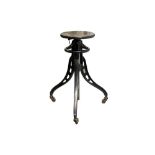A VICTORIAN BLACK PAINTED CAST IRON ADJUSTABLE SCULPTURE STAND