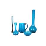 A COLLECTION OF BLUE STUDIO GLASSWARE