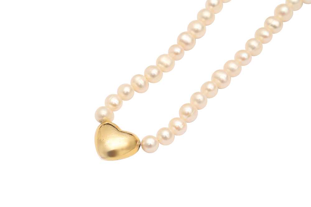A PEARL AND IMITATION DIAMOND NECKLACE - Image 2 of 4