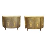 THEODORE ALEXANDER: A PAIR OF DEMI LUNE SIDE CABINETS