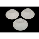 A SET OF THREE ANGELA JARMAN CONTEMPORARY FROSTED GLASS TEA LIGHT HOLDERS