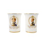 TWO MINTON BONE CHINA COMMEMORATIVE BEAKERS