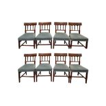 A SET OF EIGHT 19TH CENTURY SHERATON STYLE MAHOGANY DINING CHAIRS