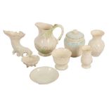 A GROUP OF BELLEEK IRISH CHINA ITEMS, INCLUDING SIX FROM THE BELLEEK COLLECTORS SOCIETY