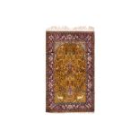 AN EXTREMELY FINE PART SILK ISFAHAN PRAYER RUG, CENTRAL PERSIA