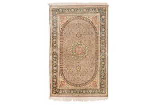 EXTREMELY FINE SIGNED SILK QUM RUG, CENTRAL PERSIA