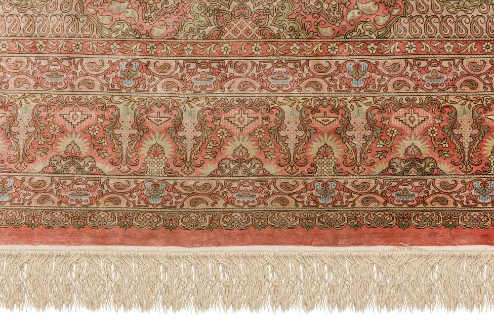 EXTREMELY FINE SIGNED SILK QUM RUG, CENTRAL PERSIA - Image 8 of 10