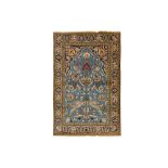 A FINE PART SILK QUM PRAYER RUG, CENTRAL PERSIA