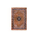 EXTREMELY FINE SIGNED SILK QUM RUG, CENTRAL PERSIA