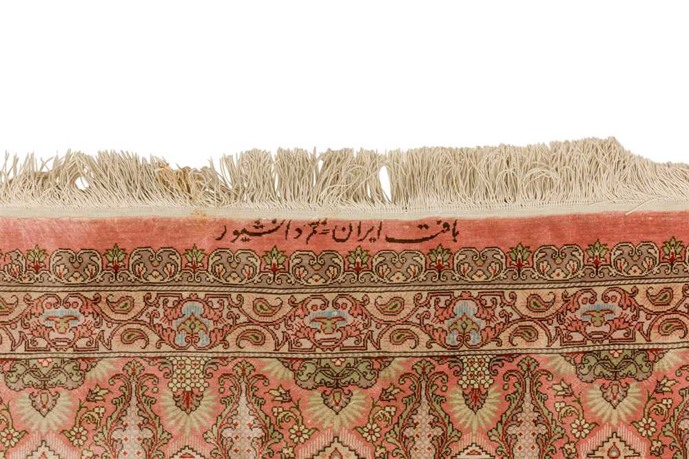 EXTREMELY FINE SIGNED SILK QUM RUG, CENTRAL PERSIA - Image 3 of 10