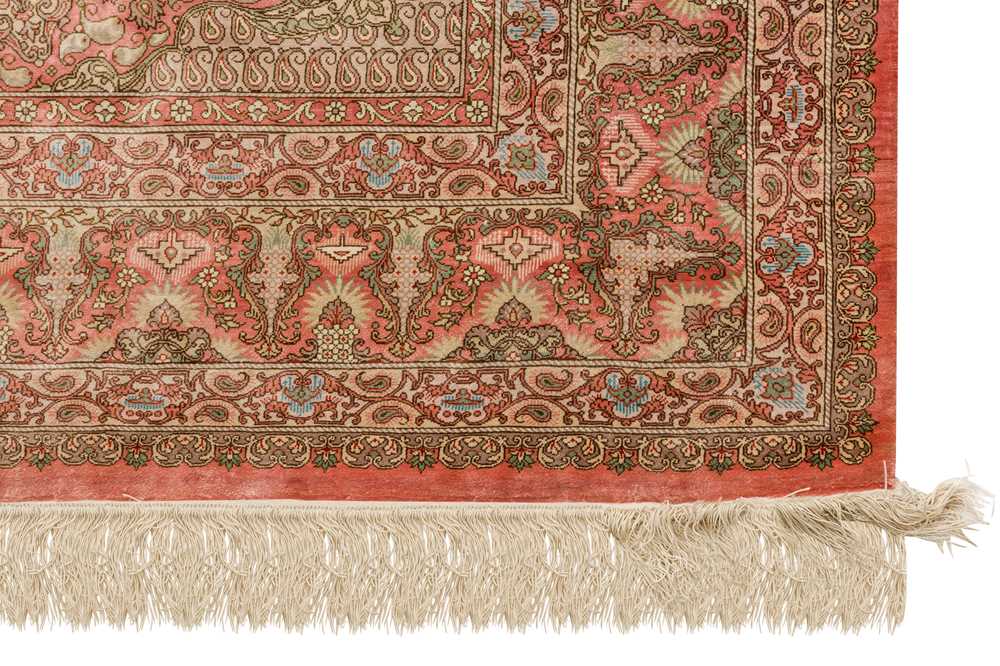 EXTREMELY FINE SIGNED SILK QUM RUG, CENTRAL PERSIA - Image 9 of 10