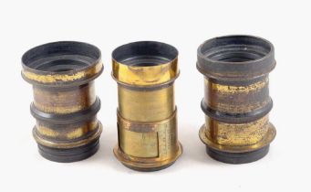 Group of Three Brass Bound Lenses.
