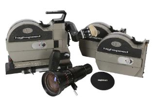 An Arriflex 16 SRII Highspeed 16mm Motion Picture Camera with three backs and lens.