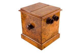 A Victorian Burr Walnut Tabletop Stereoscope Viewer