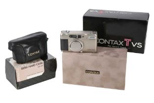 A Contax Tvs Compact Film Camera, Boxed.