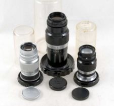 Group of Three Leica Screw Mount Telephoto Lenses.