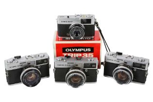 Three Olympus 35SP Rangefinder Cameras & a Trip 35.