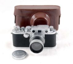 Chrome Leica IIIf with 5cm f2 Summitar Lens.
