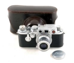 A Leica Red Dial IIIF Self-Timer & f3.5 Elmar Lens.