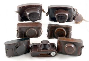 Group of Seven Leica Camera Cases with Straps.