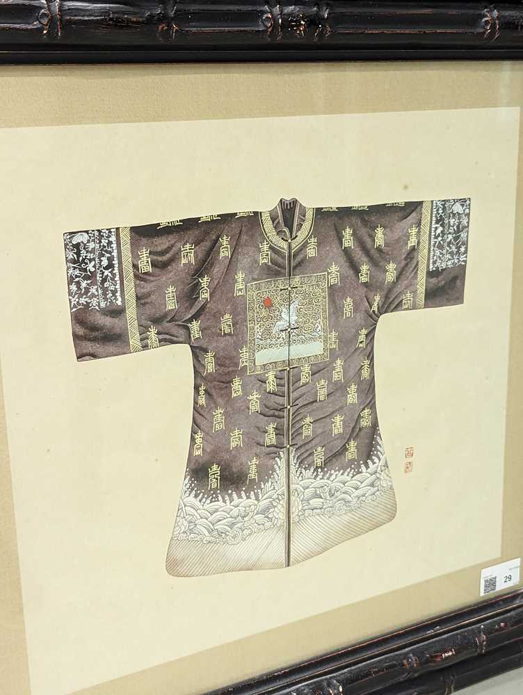 A SET OF EIGHT CHINESE PAINTINGS OF ROBES 晚清 水粉繪吉服袍一組五件 - Image 30 of 31
