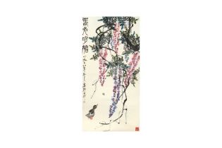 LOU SHIBAI 婁師白 (1918-2010) Wisteria and chick 春光明媚