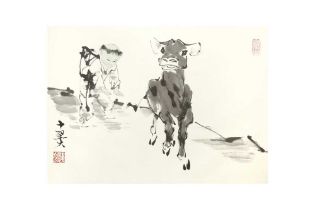 FAN ZENG 范曾 (Nantong, China, b. 1938) Boy and ox 牧童